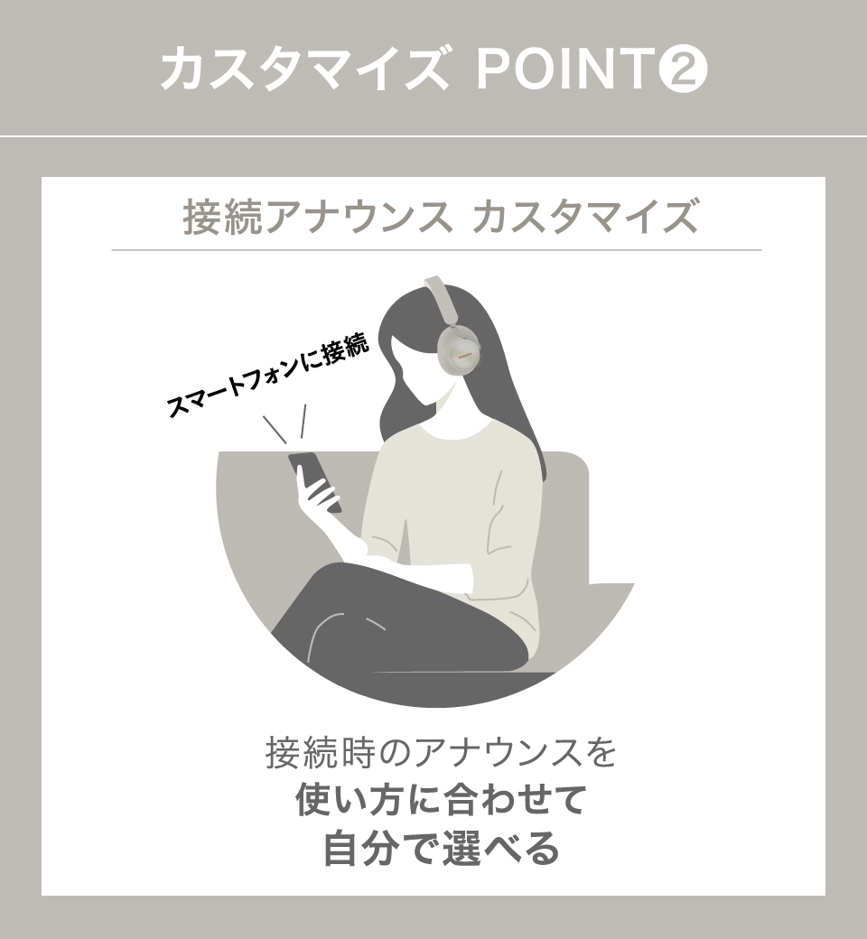 「接続アナウンス カスタマイズについて」接続時のアナウンスを使い方に合わせて自分で選べる