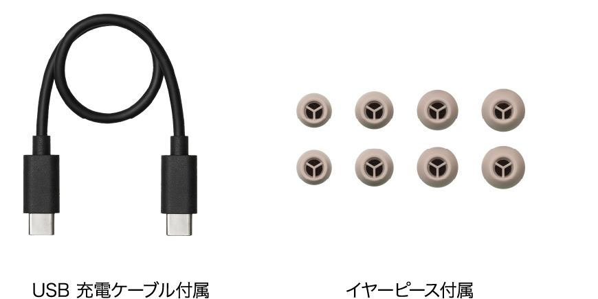 付属USB充電ケーブル・付属イヤーピース